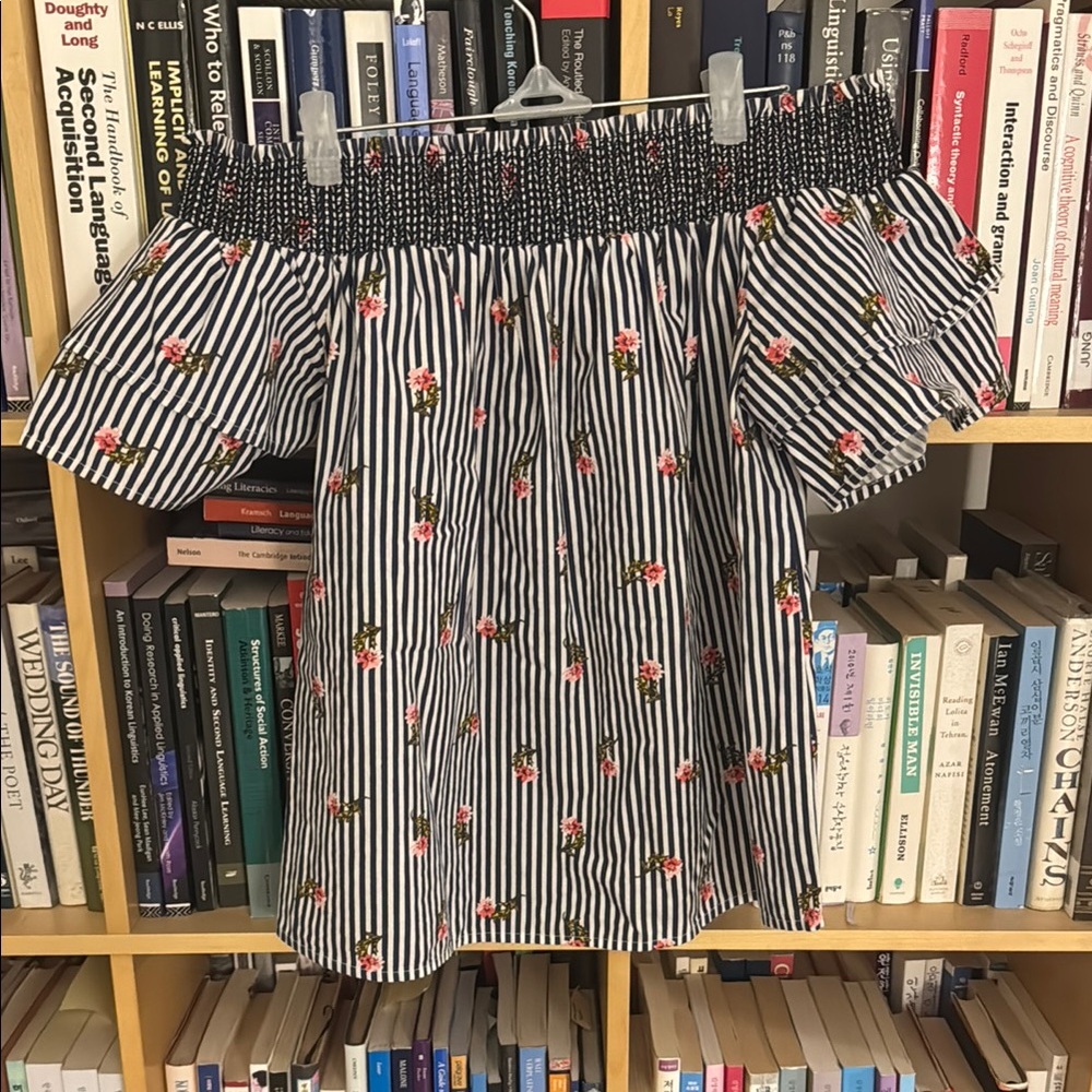 Elegant Off-Shoulder Striped Floral Top
